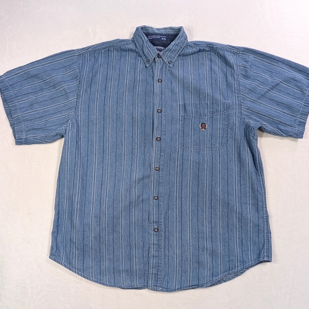Vintage 90s Coliseum Jeans Striped Denim Shirt | XL Oversized Retro‎ Streetwear